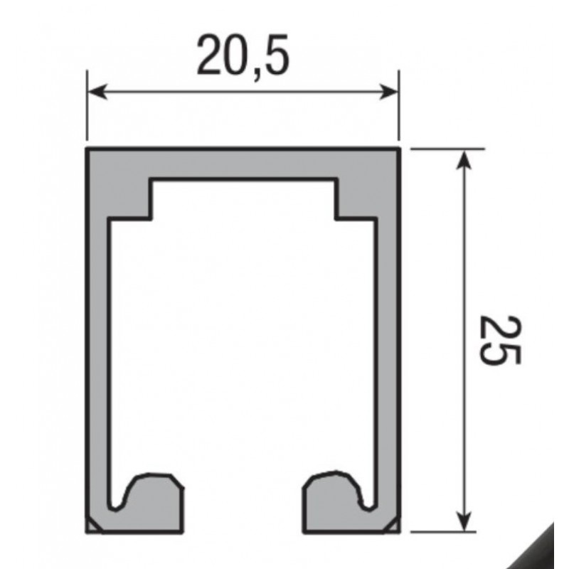 Binario superiore forato 0200-100 Koblenz, per porta a libro in legno, lunghezza 1000 mm, finitura Nero Anodizzato