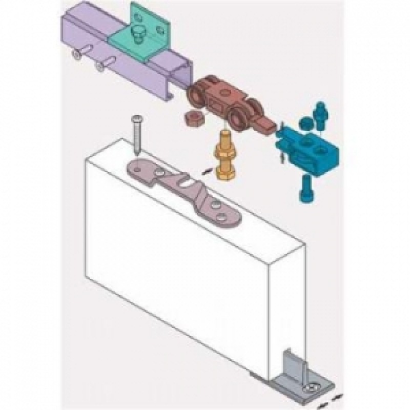 Kit scorrevole 040080 200 Koblenz per porta da interni, completo di guarnitura scorrevole + BINARIO da 2000 mm, portata 80 Kg, Alluminio Anodizzato Argento