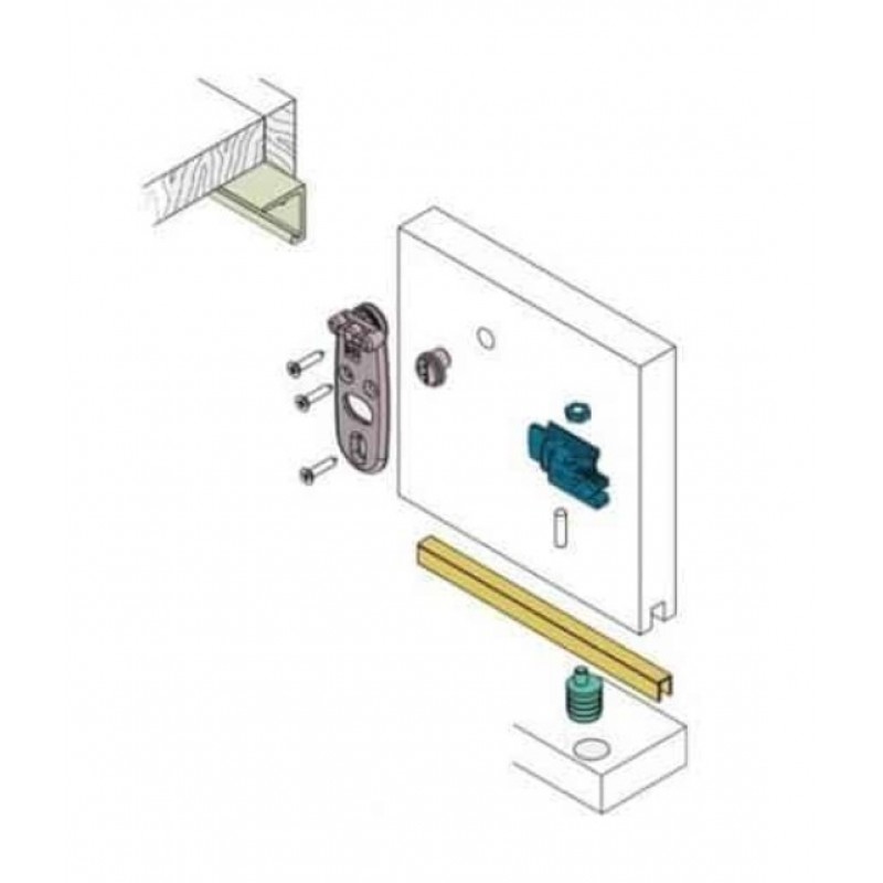 Kit Scorrevole Koblenz 1011/7 per 1 anta spessore 20 mm, System 1011/20, portata 20 kg, finitura Nichelato