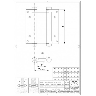 Cerniera a Molla Azione Doppia BOOMER  Art. 108 (COPPIA) per legno