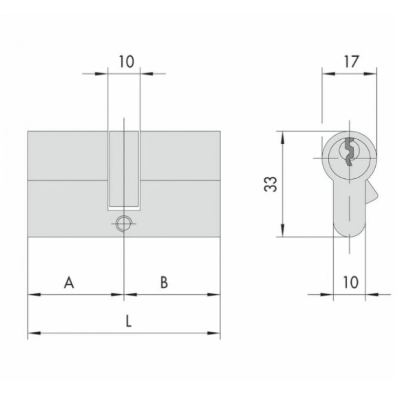 Cilindro Cisa serie Asix 0E300 per serratura, profilo europeo, lunghezza 79 mm 30-50, Ottone finitura Nichelato