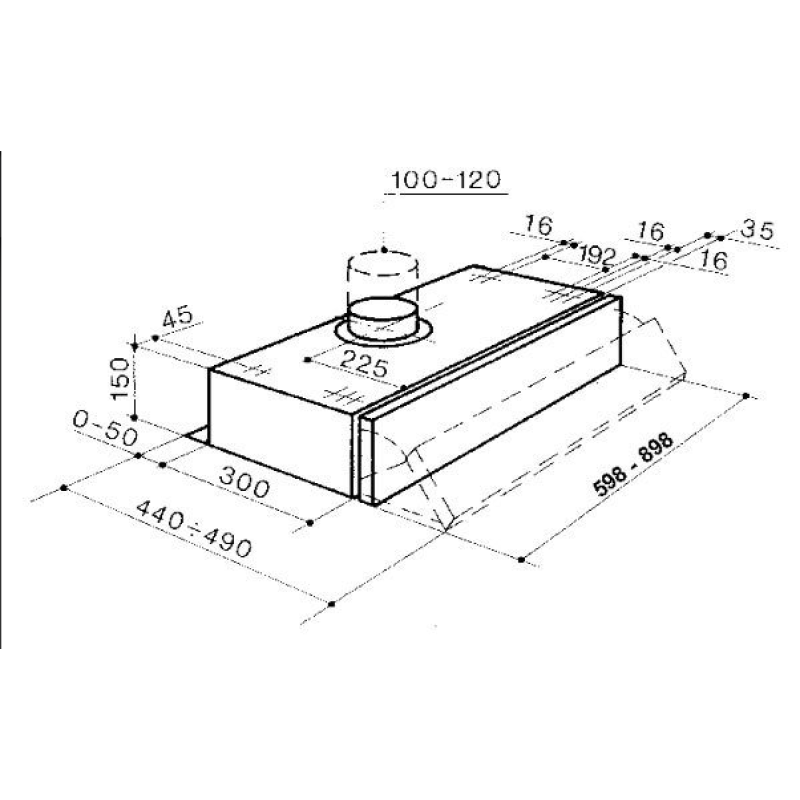 Cappa incasso cm. 60 grigio chiaro - portata motore 190 m3/h Faber 152 LG/X A60