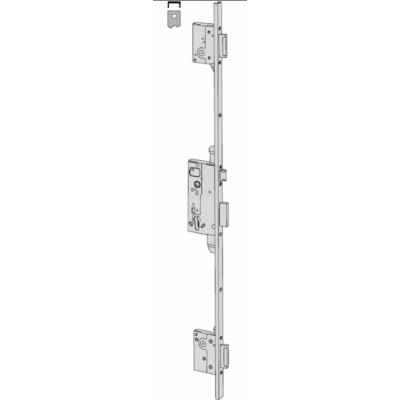 Serratura da infilare multipunto 53135 Cisa, foro Yale, scrocco e 3 catenacci, frontale a U 22x10 mm, entrata 50 mm, finitura Ottone Satinato Verniciato