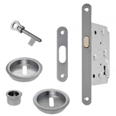 Kit serratura per porte scorrevoli oro lucido nicchie tonde MARIVA art. 2055