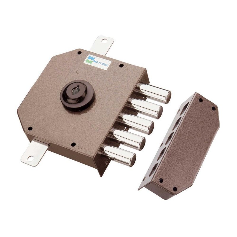 Serratuta serie 30.620 MOTTURA triplice destra, corsa aste, apertura con chiave, pompa cilindro esterna 60x34 mm, verniciata bronzo