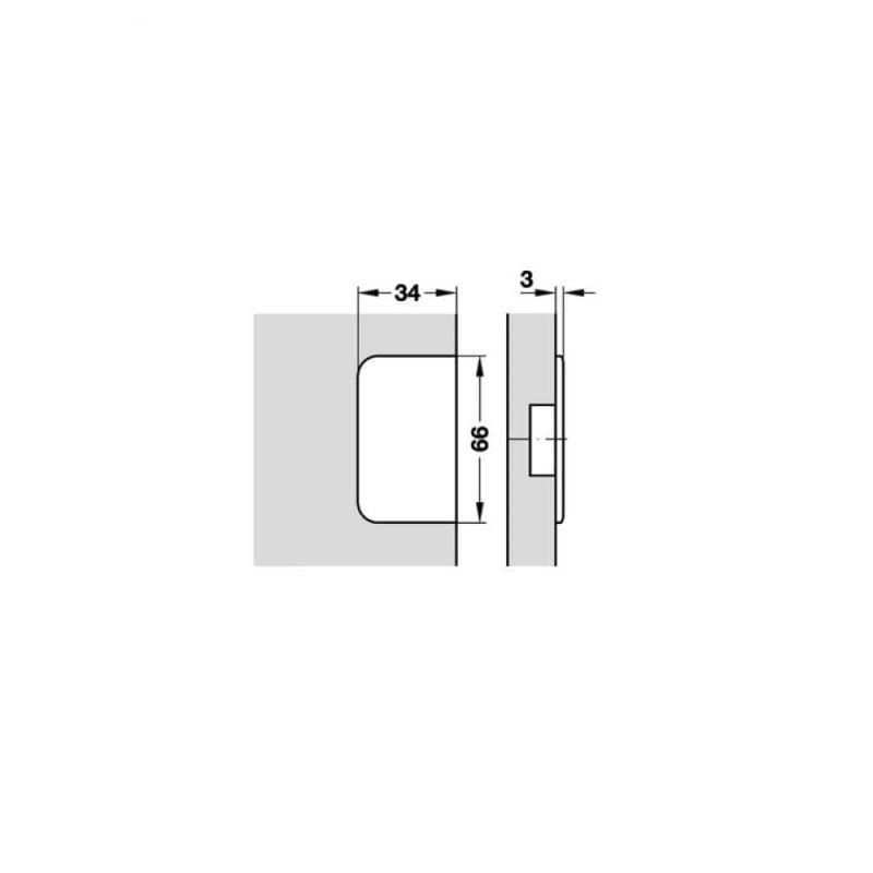 Cerniera per anta ad angolo, apertura 150°, Hafele, foro scodello 35 mm per angolo cucine e armadi ad angolo