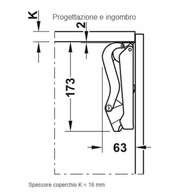 Bracci per ante a ribalta Guarniture Häfele Free Space Modello D Modello 1.11 Nero 372.27.352