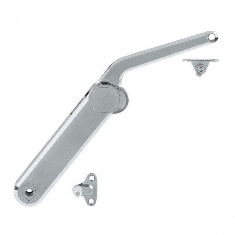 Braccetto Maxi modello C Kessebohmer, per anta a ribalta in legno, ghiera Bianca, portata 2,0-21,0 kg, Acciaio finitura Nichelato