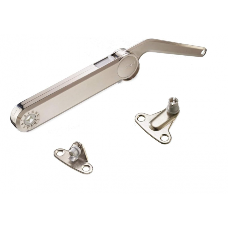 Braccetto Maxi modello C, per anta a ribalta in legno, ghiera Bianca, portata 2,0-21,0 kg, Acciaio finitura Nichelato