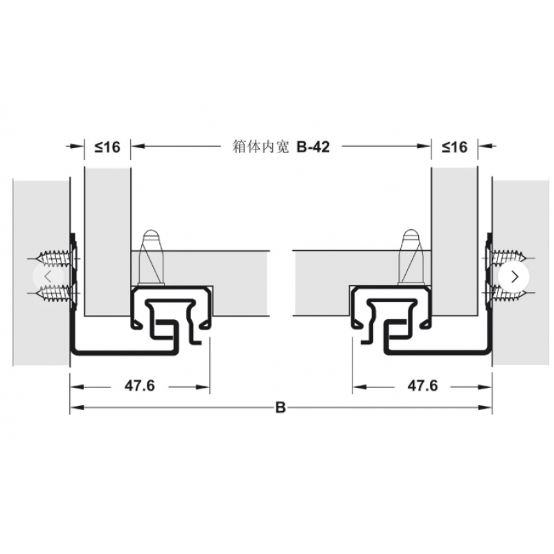 GUIDA CON MONTAGGIO INVISIBILE, HÄFELE MATRIX UM A30 USCITA TOTALE, PORTATA FINO A 30 KG 450 MM 450MM