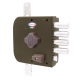 Serratura da applicare 515 Potent per porta, destra, triplice con mezzo giro, scrocco rovesciato, pomolo interno, cilindro a pompa 50 mm, finitura Marrone
