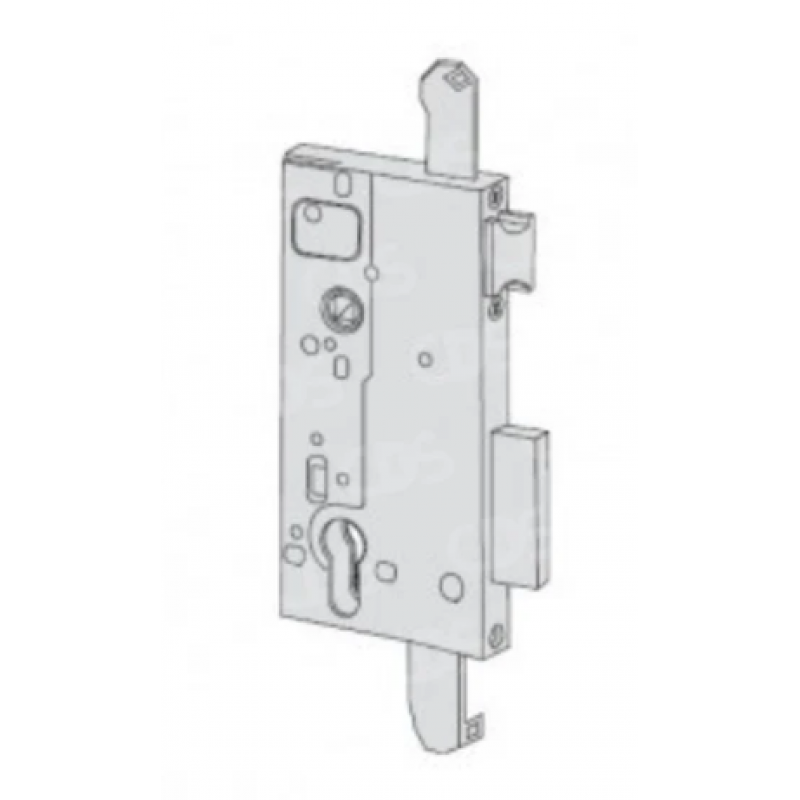 Serratura centrale per serie multipunto predisposta cilindro sagomato scivolo e mandata a catenaccio unico