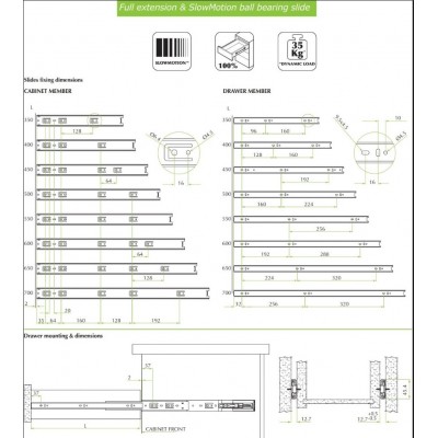 Guida telescopico ammortizzata per cassetti FGV