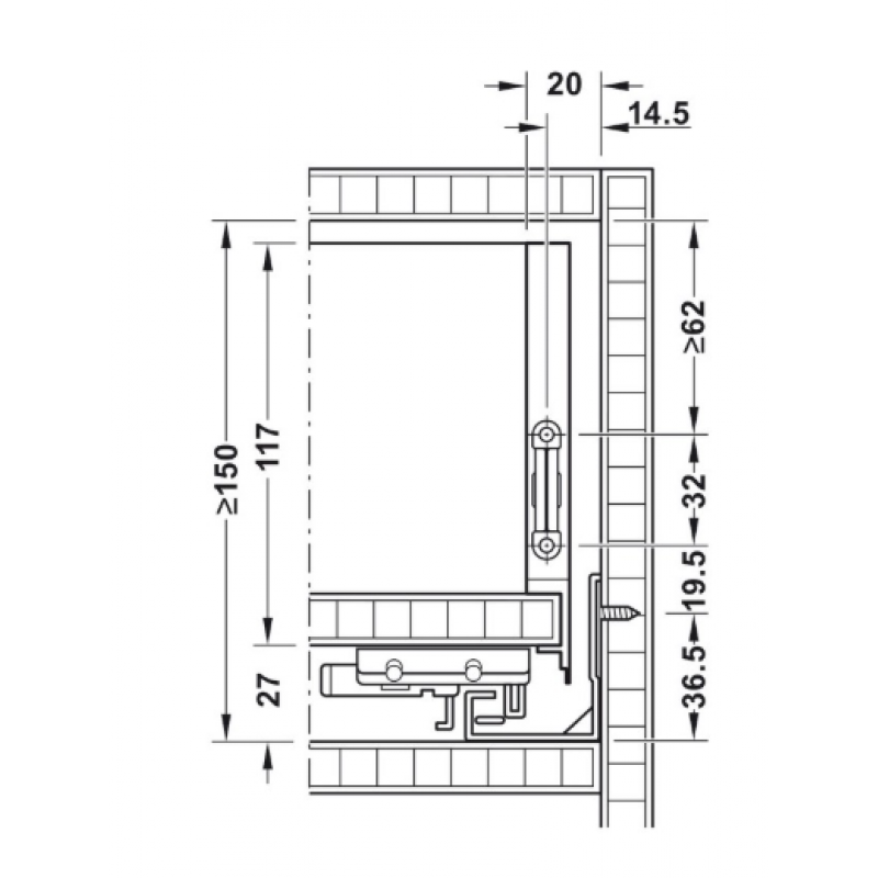 SET SPONDA PER CASSETTO H128 MM MATRIXBOX A30 BIANCO OPACO PROFONDITA' 400MM- HAFELE