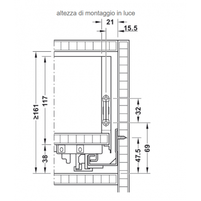 SET SPONDA PER CASSETTO H128 MM MATRIXBOX A30 BIANCO OPACO PROFONDITA' 450MM- HAFELE