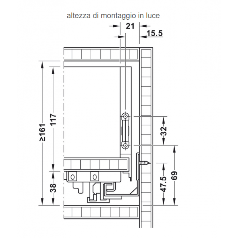 SET SPONDA PER CASSETTO H128 MM MATRIXBOX A30 BIANCO OPACO PROFONDITA' 450MM- HAFELE
