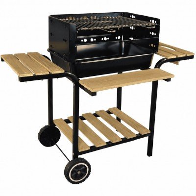 BARBECUE A CARBONE IN ACCIAIO GRIGLIARO CON INSERTI IN LEGNO MOD. OS1312