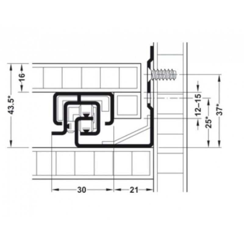 Guida scorrevole Tandem Blumotion Blum 560H4000B, lunghezza 400 mm, estrazione totale, portata 30 kg, Acciaio finitura Zincato