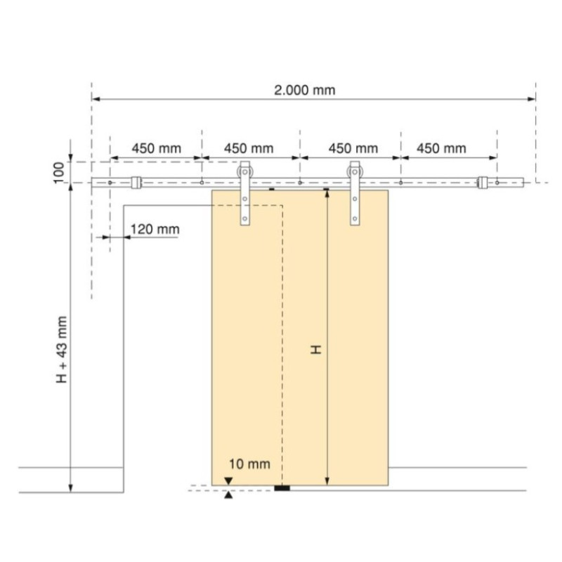 Kit per porta scorrevole appesa in legno Barn, senza chiusura soft, pannelli non inclusi, Acciaio e Tecnoplastica, Verniciato nero Kit per porta scorrevole appesa in legno Barn, senza chiusura soft, pannelli non inclusi, Acciaio e Tecnoplastica, Verniciato nero