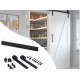 Kit per porta scorrevole appesa in legno Barn, senza chiusura soft, pannelli non inclusi, Acciaio e Tecnoplastica, Verniciato nero Kit per porta scorrevole appesa in legno Barn, senza chiusura soft, pannelli non inclusi, Acciaio e Tecnoplastica, Verniciato nero