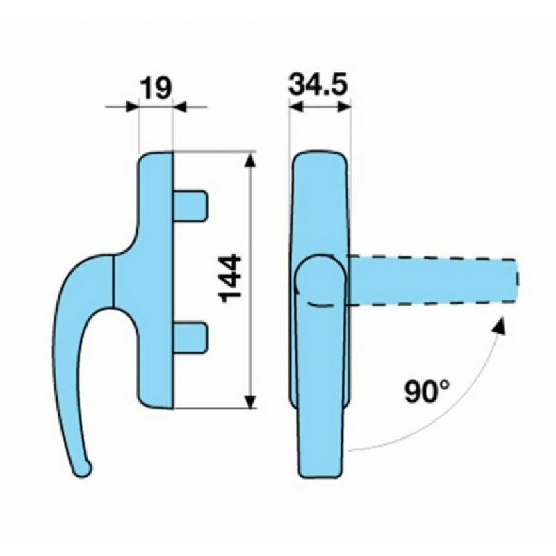 Cremonese Opera Medal 650 per serramento in alluminio, interasse 130 mm, materiale Alluminio