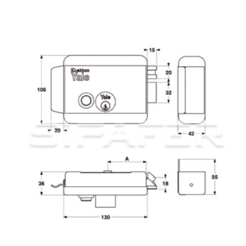 SERRATURA ELETTRICA SERIE 678 da applicare per cancelli Y67800501 mano destra, acciao verniciato, basso voltaggio, entrata 50 mm