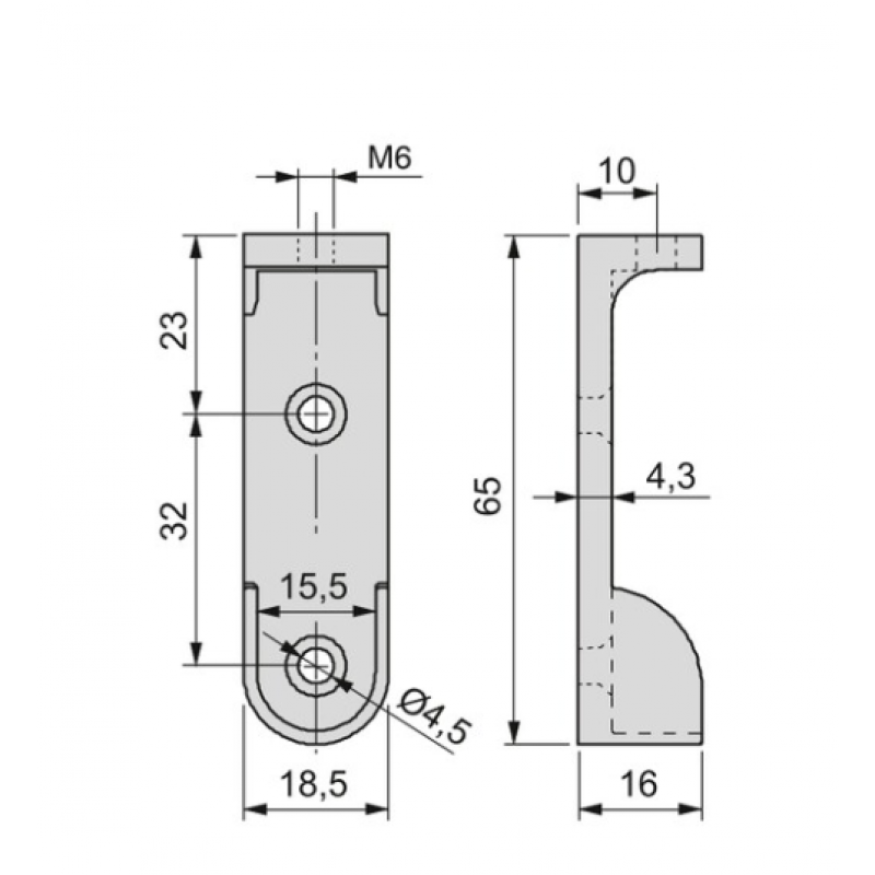 Reggitubo laterale per barra appendiabiti per armadio 71468, Zama, Verniciato alluminio