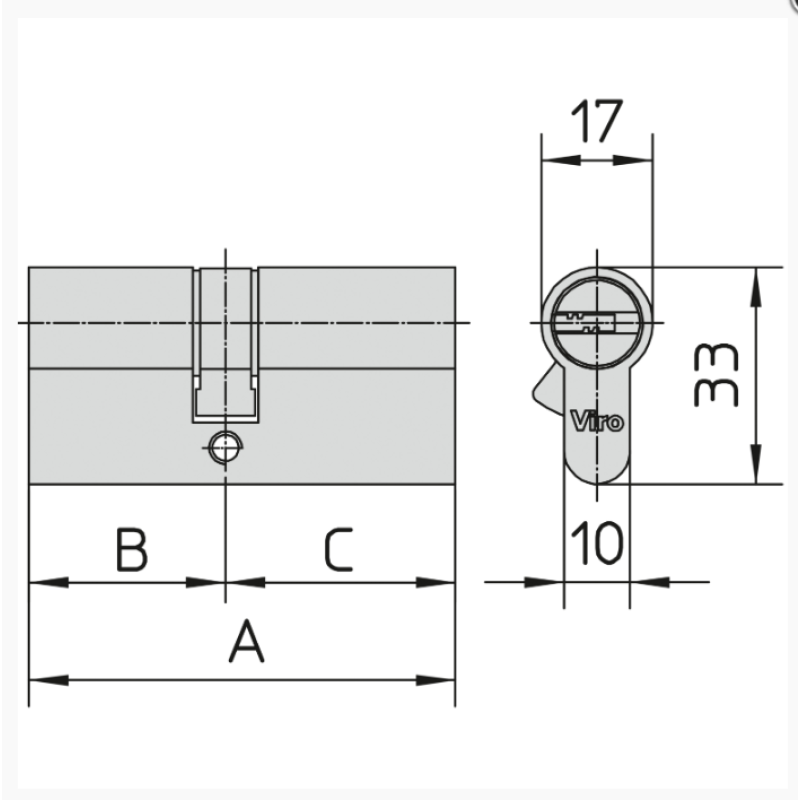 CILINDRO PROFILATO DI SICUREZZA EURO‑PRO 40-40 CON CHIAVE PIATTA REVERSIBILE