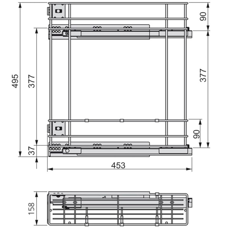 Cestello Estraibile scorrevole Emuca con chiusura ammortizzata per mobile cucina 200mm in acciaio cromato Cestello Estraibile scorrevole Emuca con chiusura ammortizzata per mobile cucina 200mm in acciaio cromato