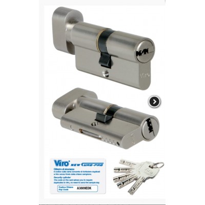 CILINDRO PROFILATO DI SICUREZZA EURO‑PRO 45-45 CON POMOLO E CHIAVE PIATTA REVERSIBILE
