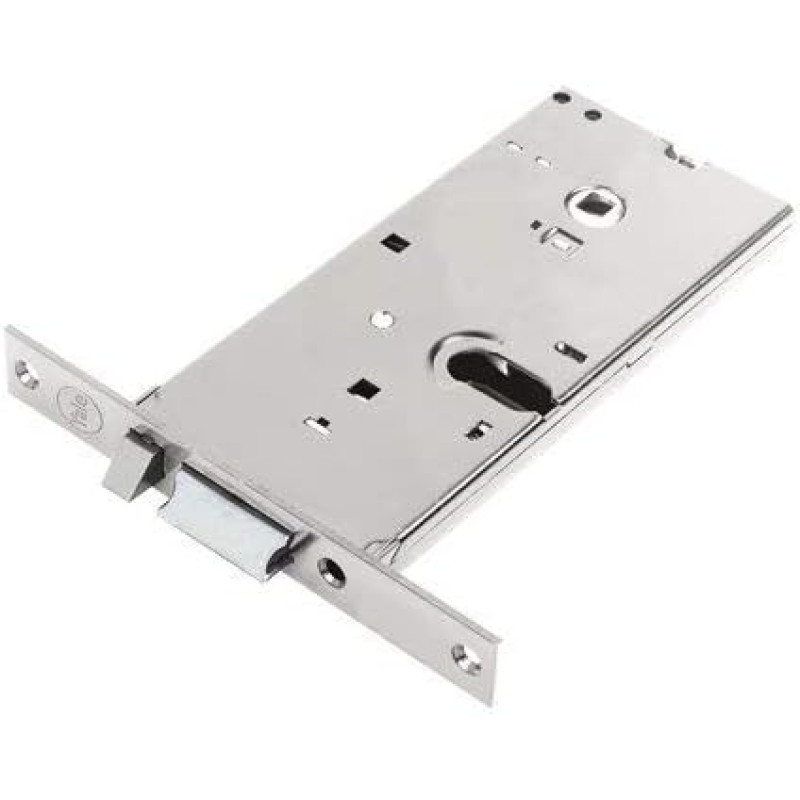 Serratura Yale meccanica Silver Basic per porta in alluminio, foro ovale, Scrocco e pistone di ricarica reversibili, fascia alta, entrata 70 mm, frontale 22 mm