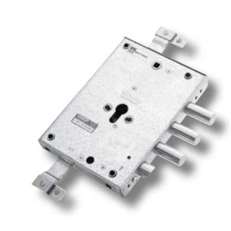 Serratura 89.371 MOTTURA triplice destra, mod. DIERRE, a cilindro, entrata 73 mm, Interasse 37 mm, mezzo giro, doppio sistema antintrusione