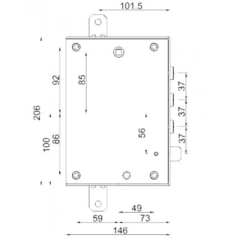 Serratura 89.371 MOTTURA triplice destra, mod. DIERRE, a cilindro, entrata 73 mm, Interasse 37 mm, mezzo giro, doppio sistema antintrusione