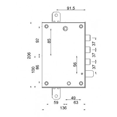 Serratura da applicare Greg 89571GRDS Mottura per porta blindata, destra, triplice con mezzo giro, entrata 63 mm, interasse 37 mm, finitura Zincato