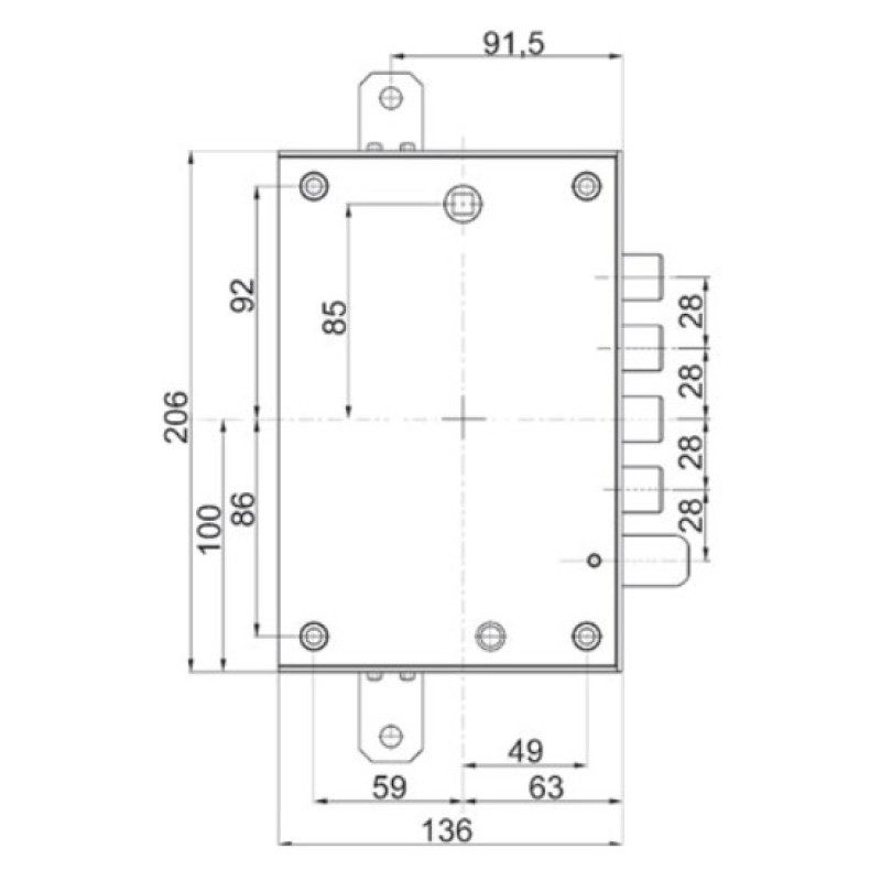 SERRATURA APPLICARE ENTRATA 63 INTERASSE 28 SPORGENZA 13 89571KOS0 MOTTURA OIKOS TRIPLICE CHIUSURA REVERSIBILE