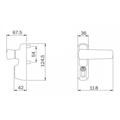 Comando esterno chiave maniglia per antipanico NERO ISEO 94011005T 