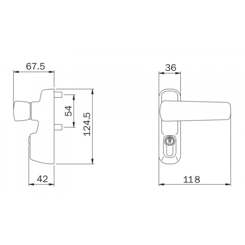 Comando esterno chiave maniglia per antipanico NERO ISEO 94011005T 