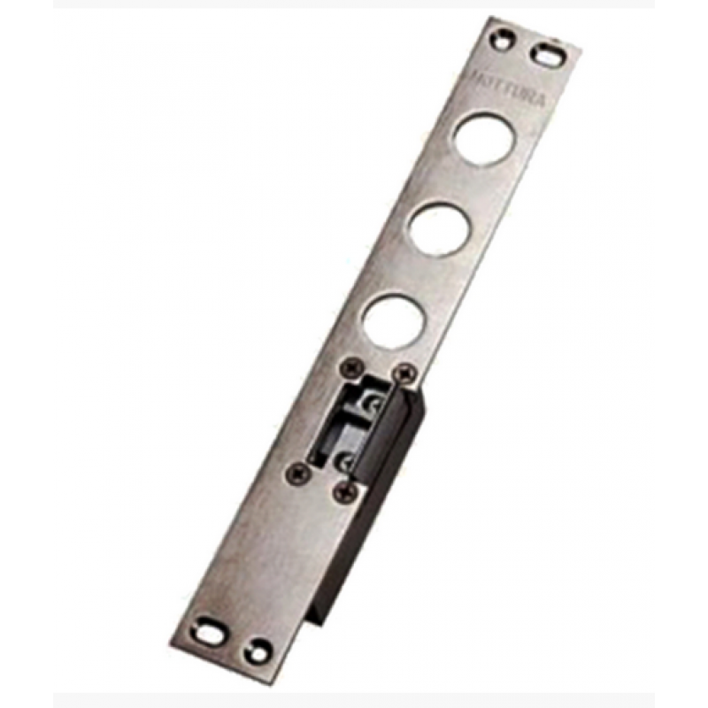 Ferrogliera elettrica Sinistra 94.077 Mottura, per serratura interasse 37 mm, leva di sblocco e antiripetitore, 12V CA, finitura Nichelato