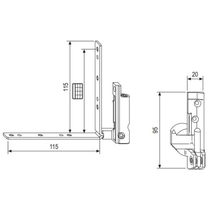 Squadra angolare A40040.01.01 Artech Agb Destro per serramento in legno, Aria 4, battuta 15/18 mm, foro 34