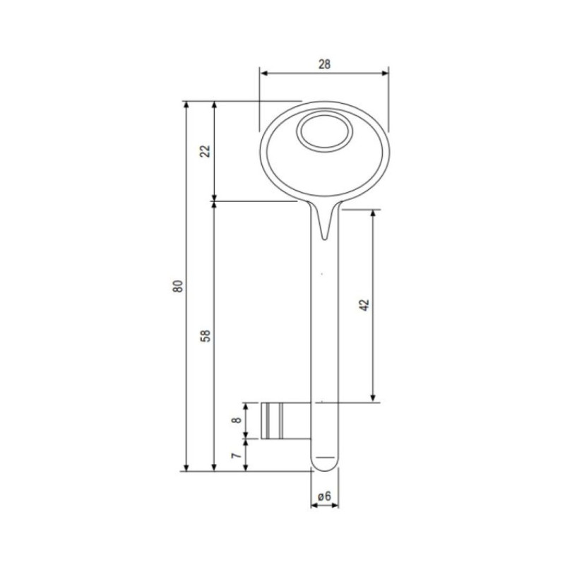 Chiave Patent B00502 AGB per serratura da interni, cifratura 11, Zama finitura Nichelato
