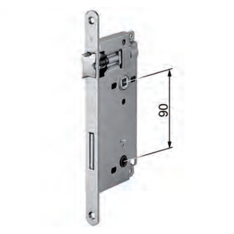 SERRATURA CENTRO FRONTALE 18 BORDO TONDO CROMATO OPACO