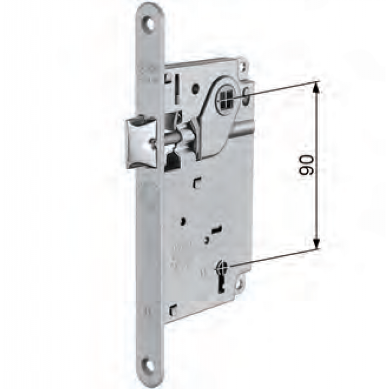 SERRATURA CENTRATA FRONTALE 22 BORDO TONDO NICHELATO SS