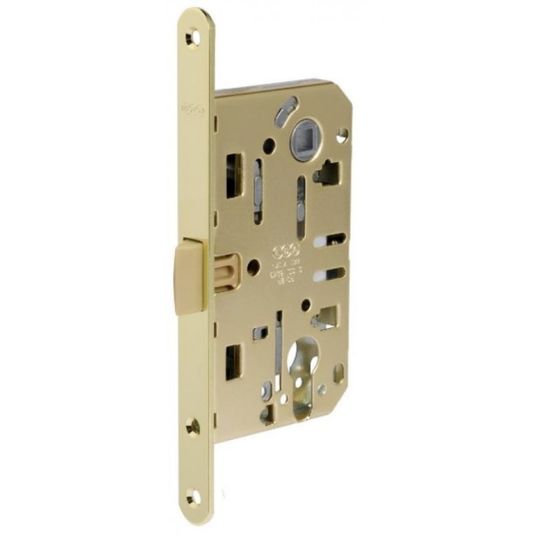 Serratura Mediana Evolution Yale incasso B01103 Agb per porta da interni, entrata 35 mm, interasse 85 mm, bordo tondo 196x18 mm, Acciaio finitura Ottonato Verniciato