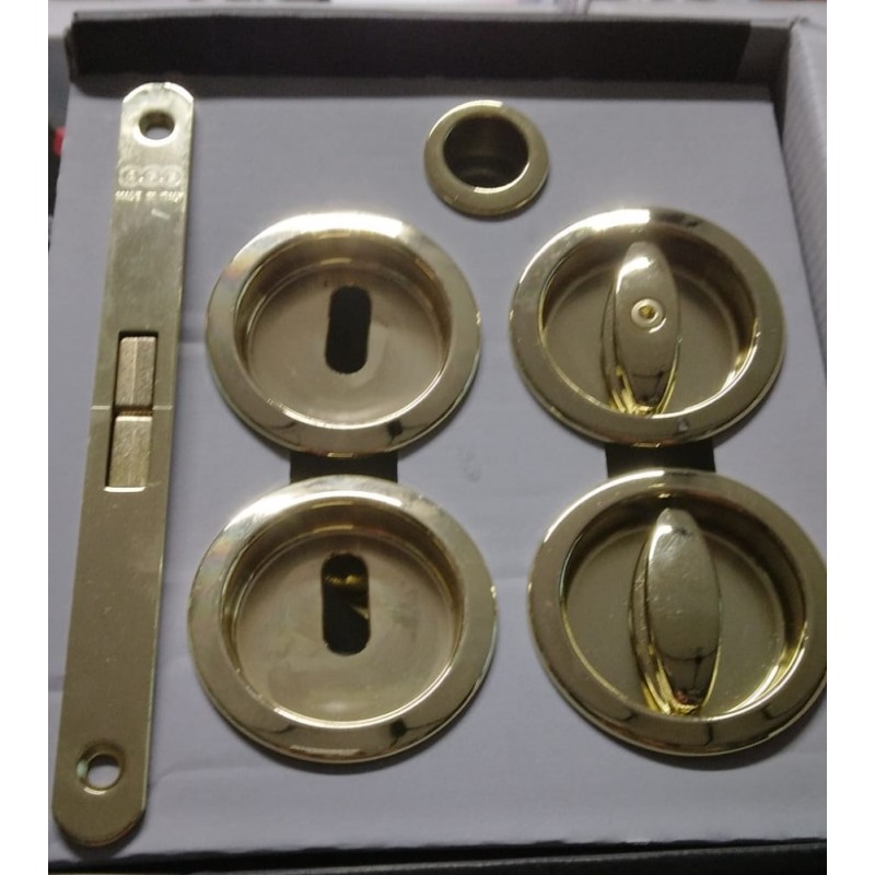 KIT SERRATURA SCIVOLO BORDO TONDO OTTONE VERNCIATO