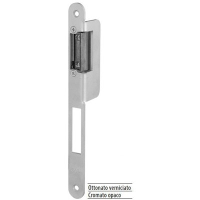 Incontro AGB modello OPERA-SICUREZZA SL 22x238 destro ala parziale compreso blocchetto elettrico 12V, con memoria apertura e con leva sblocco manuale per porta in acciaio finitura cromato opaco