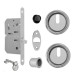 Kit Scivola A tondo B03934.50.34 AGB per porta scorrevole, chiavistello e bottone con serratura T 50 mm, finitura Cromato Opaco