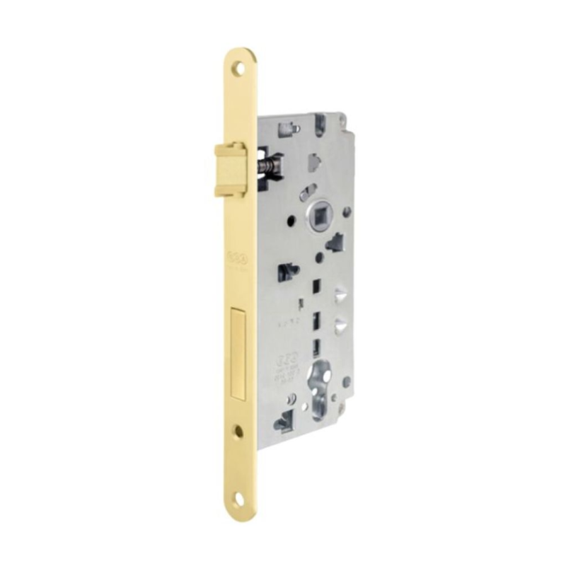 Serratura Sicurezza 2.0 incasso B80851 Agb per portoncini in legno, entrata 25 mm, interasse 85 mm, bordo tondo 238x22 mm, Acciaio finitura Ottonato Verniciato