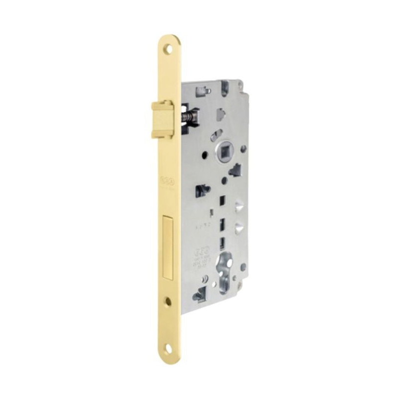 Serratura Sicurezza 2.0 incasso B80851 Agb per portoncini in legno, entrata 50 mm, interasse 85 mm, bordo tondo 238x22 mm, Acciaio finitura Ottonato Verniciato