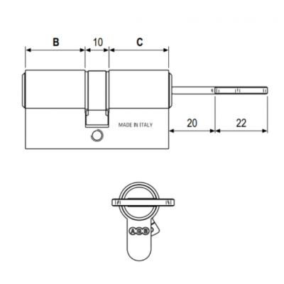 Cilindro 5000 PS Agb per serratura, profilo europeo, doppia funzione, lunghezza 120 mm 45-75, Ottone finitura Nichelato Opaco