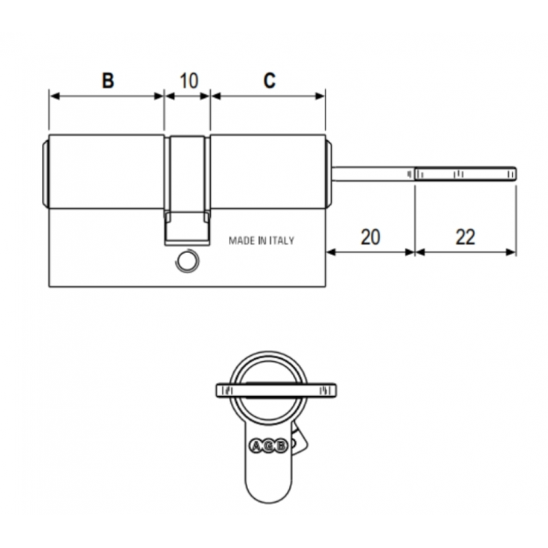 Cilindro 5000 PS Agb per serratura, profilo europeo, doppia funzione, lunghezza 120 mm 45-75, Ottone finitura Nichelato Opaco